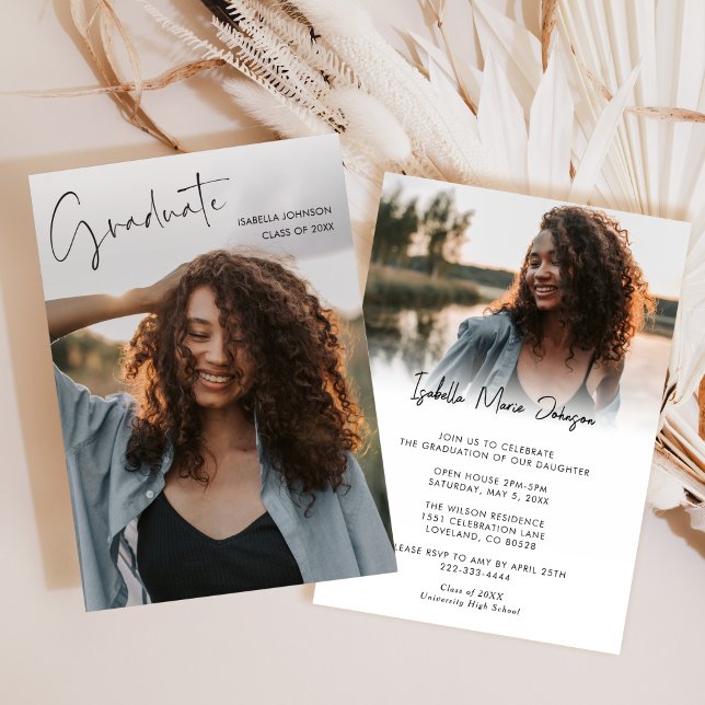 Simple Modern Photo Graduation Party Invitation (Creator Uploaded)
