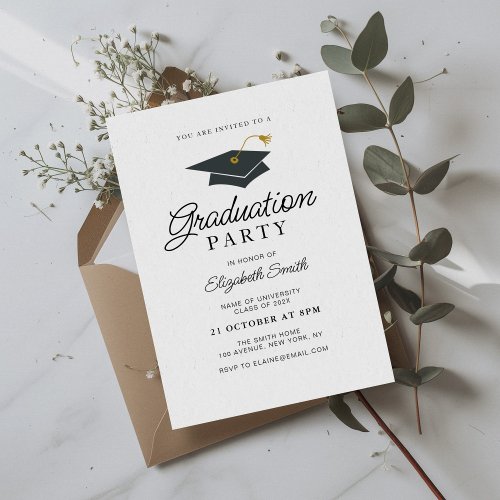 simple modern photo graduation party invitation