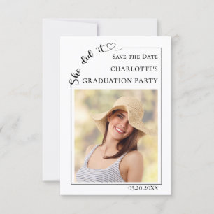 Simple modern photo Graduation party Save the Date