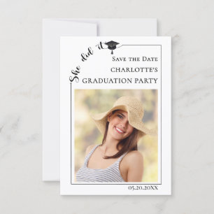 Simple modern photo Graduation party Save the Date