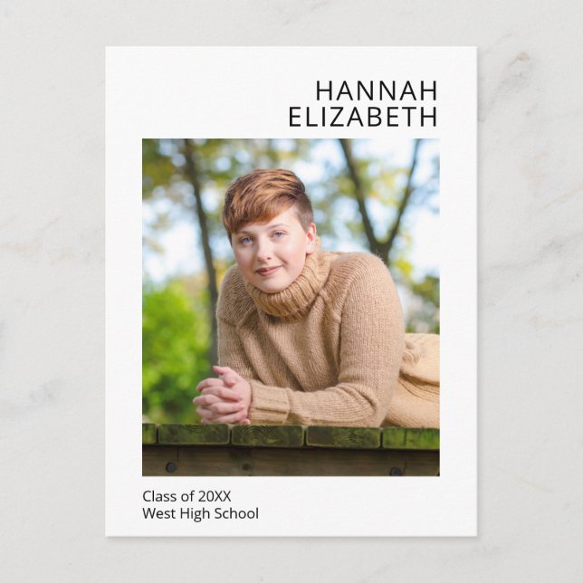 Simple Modern Photo Graduation Postcard (Front)