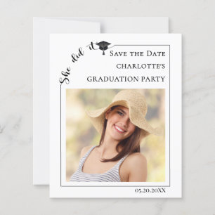 Simple modern photo Graduation Save the Date card