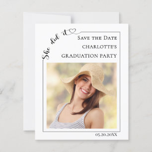 Simple modern photo Graduation Save the Date card