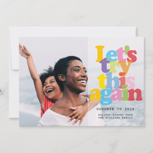 Simple Modern Photo Lets Try This Again  Holiday Card (Front)