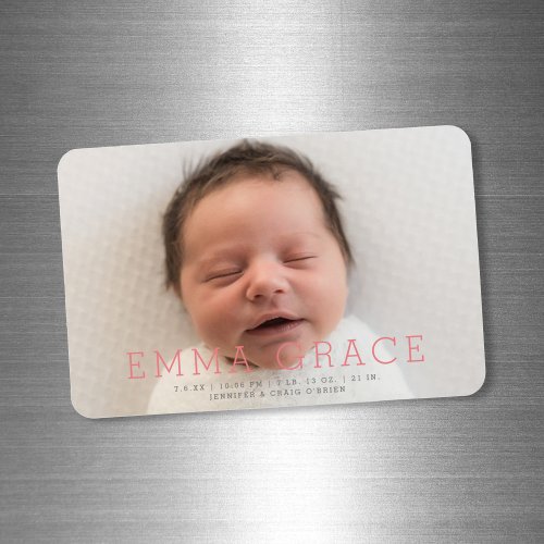 Simple Modern Photo Magnet  Birth Announcement