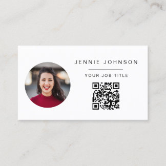Simple Modern Photo Minimal QR CODE Business Card