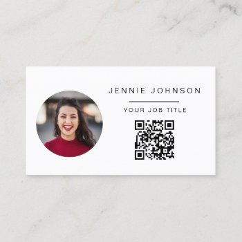 Simple Modern Photo Minimal Qr Code Business Card by CoutureBusiness at Zazzle