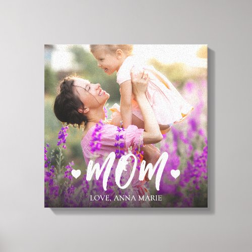 Simple Modern Photo Mom Heart Minimalist Design Canvas Print