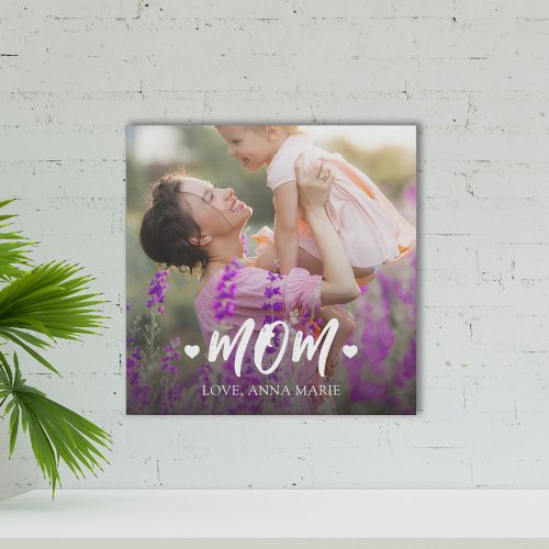 Simple Modern Photo Mom Heart Minimalist Design Faux Canvas Print