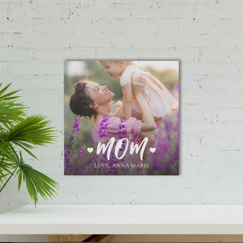 Simple Modern Photo Mom Heart Minimalist Design Poster
