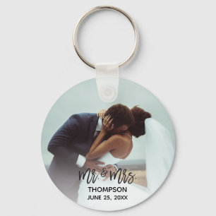 Simple Modern Photo Mr Mrs Custom Wedding Newlywed Keychain