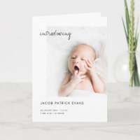 Simple Modern Photo New Baby Boy or Girl Birth Announcement