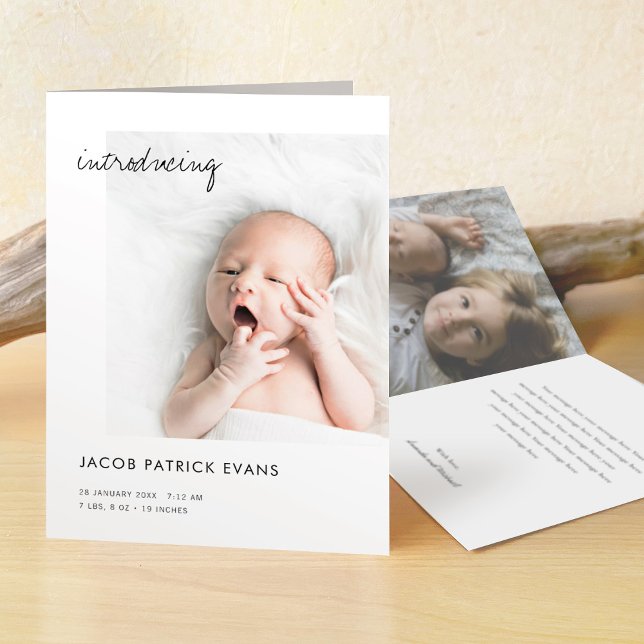 Simple Modern Photo New Baby Boy or Girl Birth Announcement (Creator Uploaded)