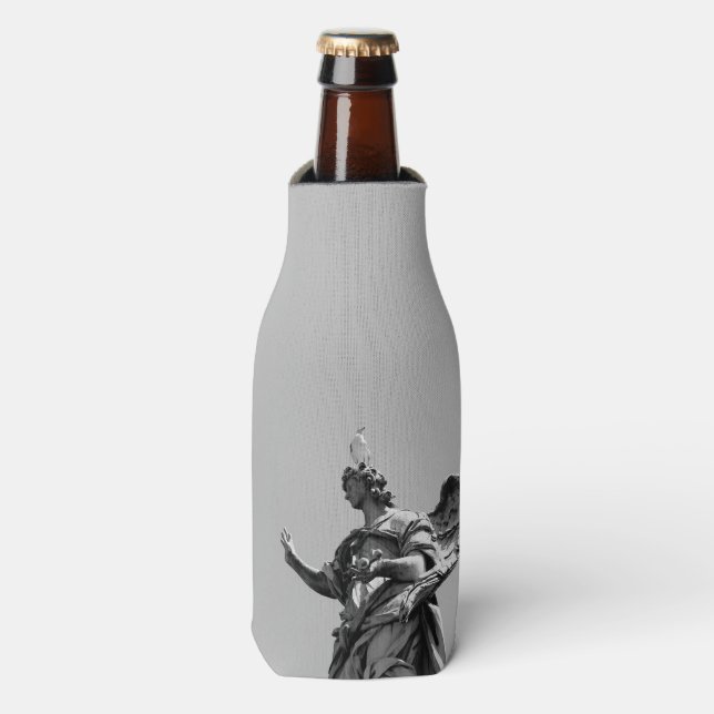 Simple, modern photo of seagull on top of statue bottle cooler (Bottle Front)