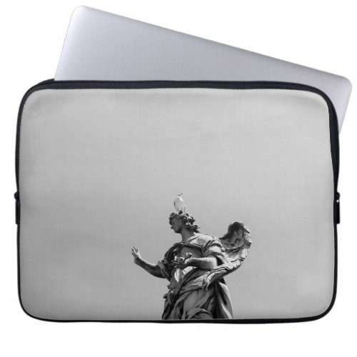 Simple modern photo of seagull on top of statue laptop sleeve