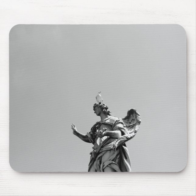 Simple, modern photo of seagull on top of statue mouse pad (Front)