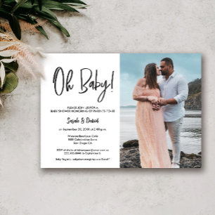 Simple Modern Photo Oh Baby Couple Shower Invitation