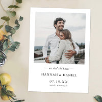 Simple Modern Photo Personalized Elopement Wedding Announcement