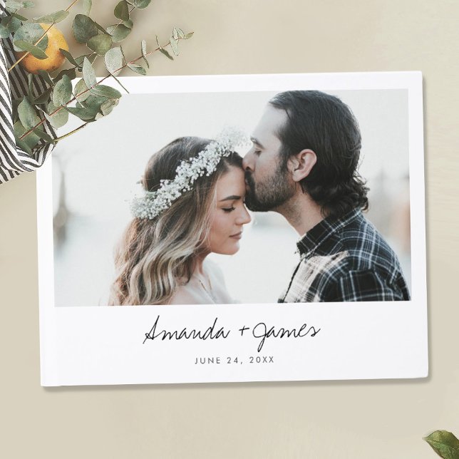 Simple Modern Photo Personalized Wedding Guest Book (Creator Uploaded)