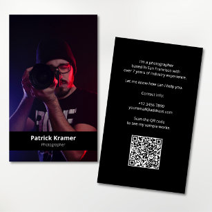 Simple Modern Photo QR Code Professional Portfolio Business Card