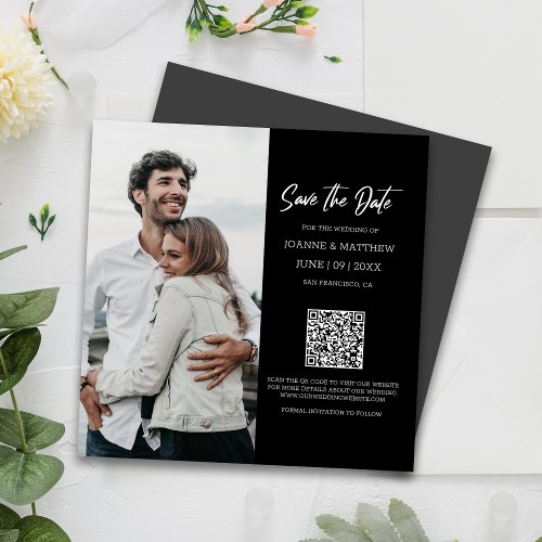 Simple Modern Photo QR Code Save The Date Magnet
