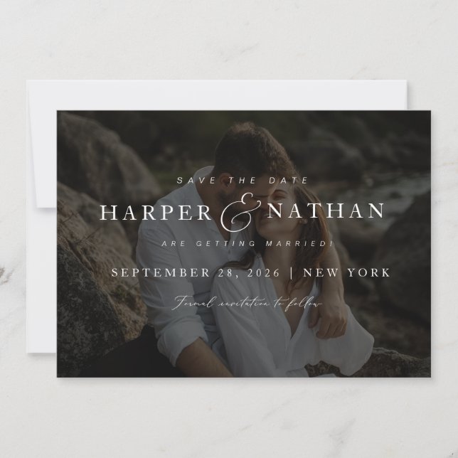 Simple Modern Photo QR Code Wedding Save The Date (Front)