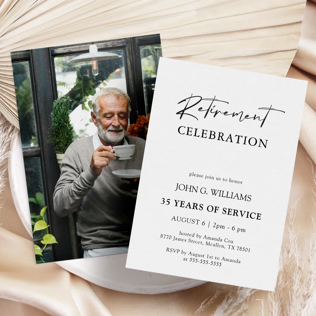 Simple Modern Photo Retirement Invitation (Creator Uploaded)