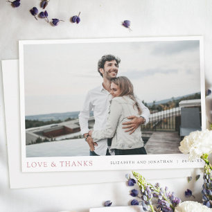 Simple Modern Photo Rose Gold Wedding Thank You Card