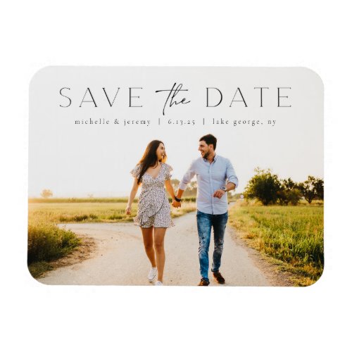 Simple Modern Photo Save the Date Thin Magnet