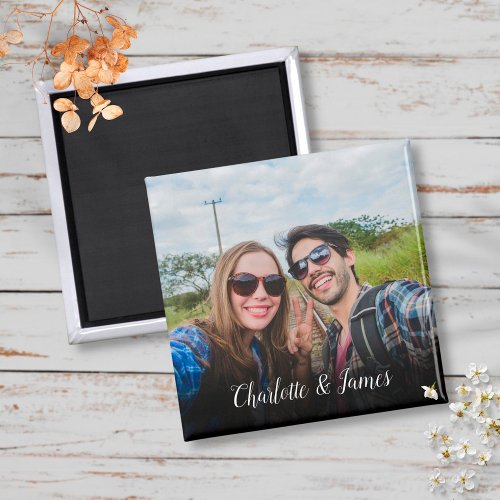 Simple Modern Photo Script Name Magnet