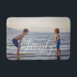 Simple Modern Photo Template Custom Family Name Bath Mat<br><div class="desc">Simple Modern Photo Template Custom Family Name Bath Mat features your favorite photo with your personalized family name. Makes a fantastic gift for Christmas,  birthday,  anniversary,  Mother's Day,  Father's Day,  Grandparents Day and more. Personalize by editing the text in the text box provided. Designed by ©Evco Studio www.zazzle.com/store/evcostudio</div>