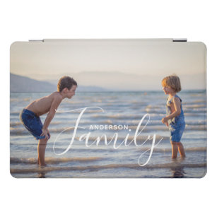 Simple Modern Photo Template Custom Family Name iPad Pro Cover