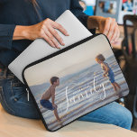 Simple Modern Photo Template Custom Family Name Laptop Sleeve<br><div class="desc">Simple Modern Photo Template Custom Family Name Laptop Sleeve features your favorite photo with your personalized family name. Makes a fantastic gift for Christmas,  birthday,  anniversary,  Mother's Day,  Father's Day,  Grandparents Day and more. Personalize by editing the text in the text box provided. Designed by ©Evco Studio www.zazzle.com/store/evcostudio</div>