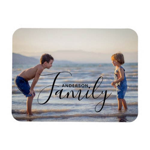 Simple Modern Photo Template Custom Family Name Magnet