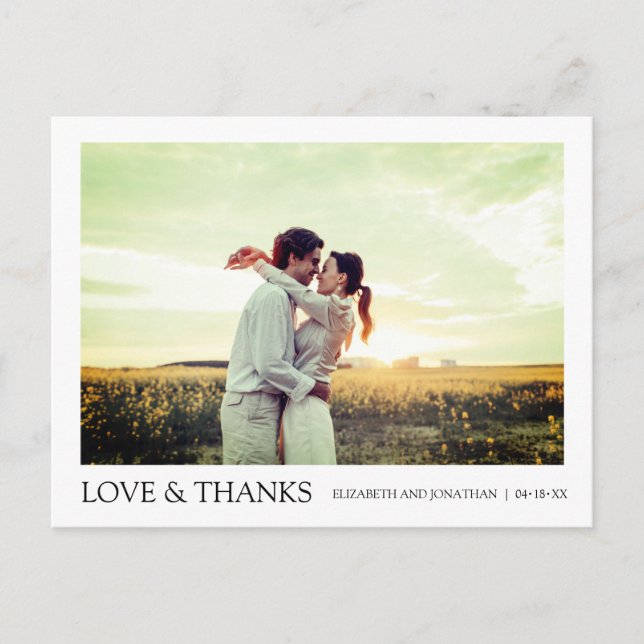 Simple Modern Photo Thank You Wedding Card (Front)