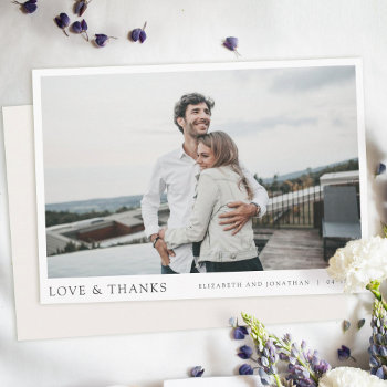 Simple Modern Photo Thank You Wedding Card by goattreedesigns at Zazzle