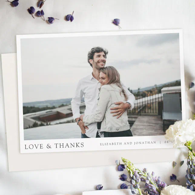 Simple Modern Photo Thank You Wedding Card | Zazzle