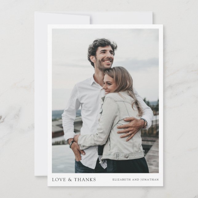 Simple Modern Photo Thank You Wedding Card (Front)