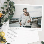 Simple Modern Photo Thank You Wedding  Postcard<br><div class="desc">This simple, stylish modern photo wedding thank you postcard template features your names and date beneath your photo along with 'LOVE & THANKS' highlighted in an elegant shade of medium dark green. The other text on the front is a slightly softened black. You might choose to change the font, punctuation...</div>