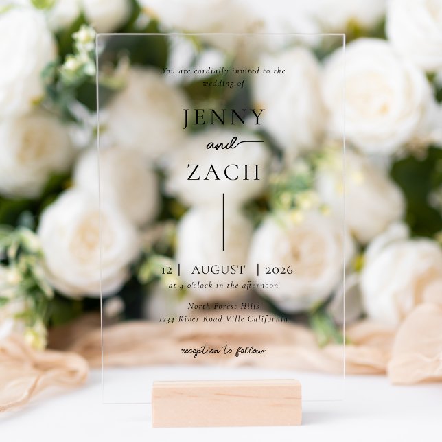 Simple Modern Photo Wedding Acrylic Invitations (Creator Uploaded)