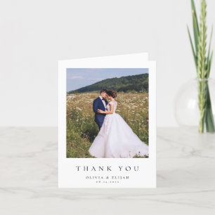Simple Modern Photo Wedding Folded Letterpress Thank You Card