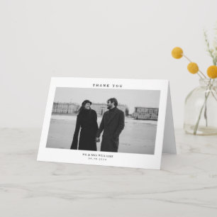 Simple Modern Photo Wedding Folded Letterpress Thank You Card