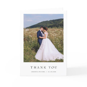 Simple Modern Photo Wedding Folded Thank You Card