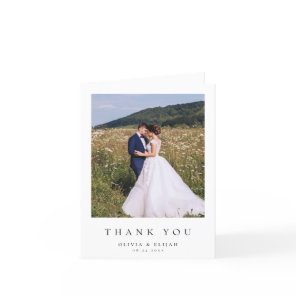 Simple Modern Photo Wedding Folded Thank You Card