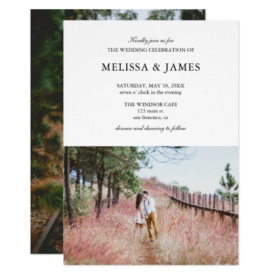 Simple Modern Photo Wedding Invitation Zazzle Com