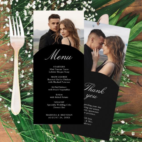 Simple  Modern Photo Wedding Menu Card