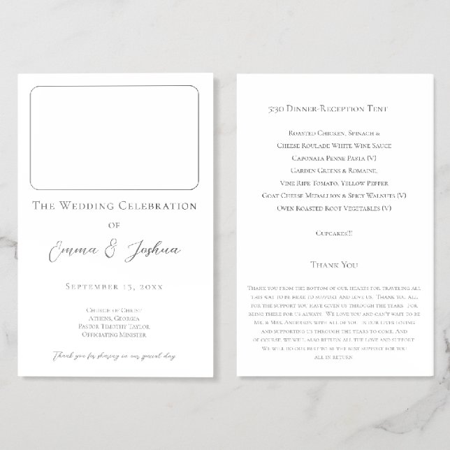 Simple Modern Photo Wedding Program Bi-Fold Brochure (Folded Front and Back)