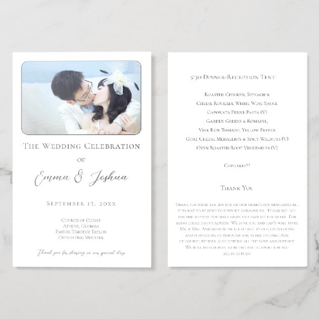 Simple Modern Photo Wedding Program Bi-Fold Progam Brochure (Folded Front and Back)