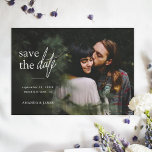 Simple Modern Photo Wedding  Save The Date<br><div class="desc">This simple, stylish modern photo wedding save the date flat card template features 'save the date' with your date, wedding locale and first names below it. The front text is a crisp white. On the front we've used lowercase for the location and the month, but when you edit this to...</div>