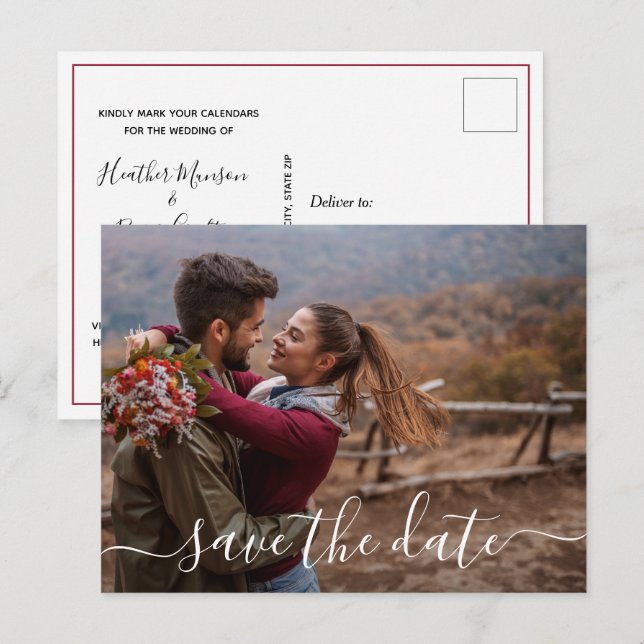 Simple Modern Photo Wedding Save the Date Announcement Postcard (Front/Back)